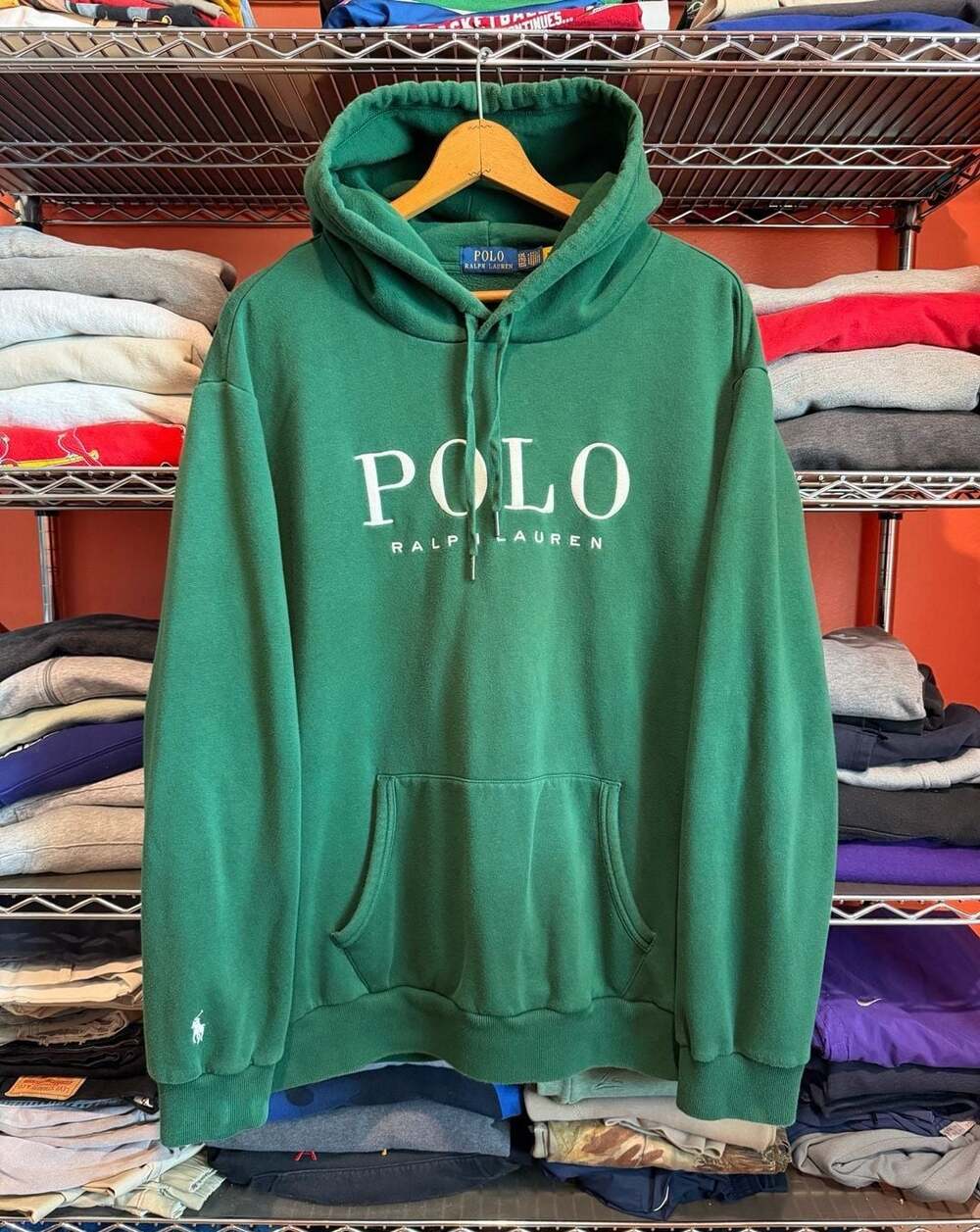Polo Ralph Lauren Logo Hoodie Size XXL Green Fleece Pullover